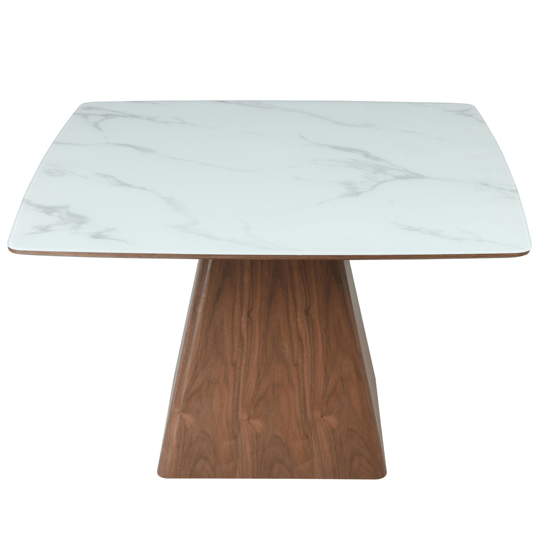 LeisureMod 47" Square Dining Table with Sintered Stone Top Ash Wood and Iron Pedestal Base Easy Assembly Seats 4 Person for Kitchen, Office, and Cafes Zephry Collection in White