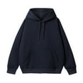 thumbnail image 2 of BiZtdJrK Hoodies for Men Y2K Solid Color Pullover Hoodie Dropped Shoulder Sweatshirts Long Sleeve Fleece Hooded Pullover with Kangaroo Pocket, Black, XL, 2 of 3