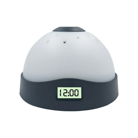 Electronic Alarm Clock with Colorful Night Light and Star Moon Sky Projection, Semi-Circle Design, Battery Not Included, Digital Desk Clock for Bedroom, Kids Room, Home Decor,Black