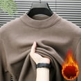 thumbnail image 4 of Hueook Mens Sweater Men Casual Printing Round Neck Solid Color Long Sleeve Striped Knit Sweater Coffee 2X, 4 of 6