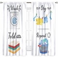 thumbnail image 2 of Laundry Room Curtians, Wash Dry Fold Repeat Laundry Quotes Rod Pockets Rural Country Farmhouse Laundry Drapes Treatments for Kitchen Living Room Bedroom Bathroom Windows 2 Panels, 52"x84" Inch, 2 of 5