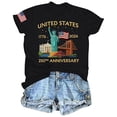 thumbnail image 4 of USA Merchandise 250th Anniversary – Women's 250 Years of Freedom Shirt, 1776-2026 American Independence Top, Cute Patriotic Tee for Gifts & Parties(Black,L), 4 of 4
