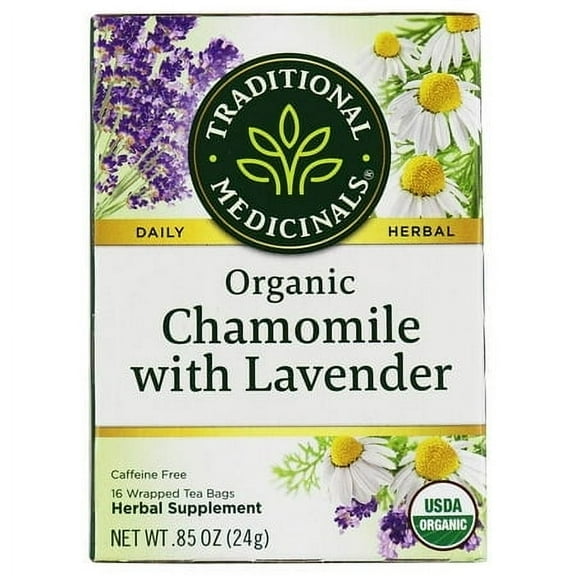 Traditional Medicinals Herbal Tea Organic Chamomile with Lavender 16 Tea Bags Pack of 3