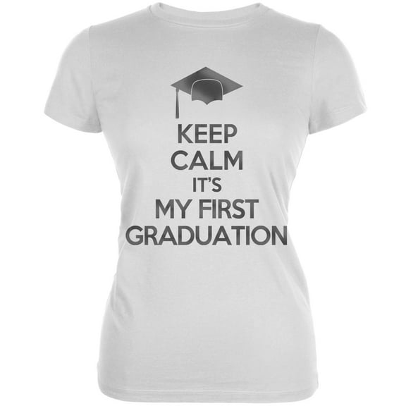 Keep Calm First Graduation White Juniors Soft T-Shirt - Large