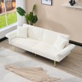 thumbnail image 5 of 79" Corduroy Sofa Bed, Foldable Double Sleeper with Adjustable Armrests & Backrest, Compact for Small Spaces, Living Room, Green, 5 of 12