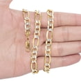 thumbnail image 3 of Nuragold 10k Real Yellow Gold Solid Figaro Link 7.5mm Diamond Cut Pave Chain Necklace (20"-30") Two Tone Italian Jewelry for Men, 3 of 9