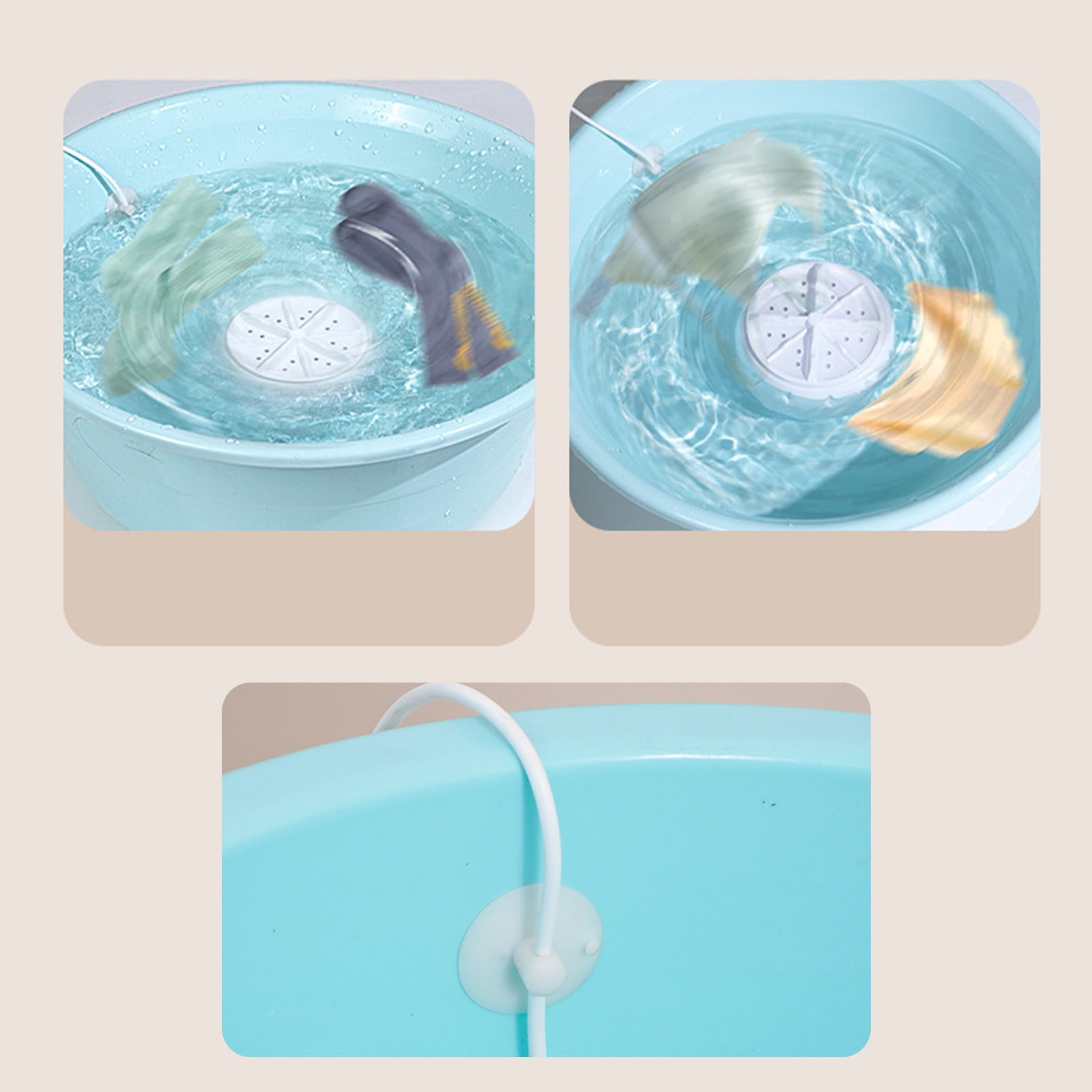 3 Packs Portable Mini Washing Machine USB Powered Travel Washer for Clothes Underwear Masks with High Frequency Vibration Cavitation Foldable Lightweight Compact for Home Camping Dorm