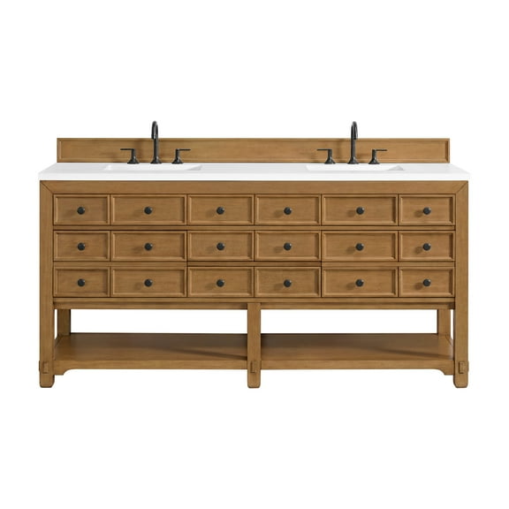 James Martin Vanities 505-V72-3Wz Malibu 72" Free Standing Double Basin Vanity Set - Amber