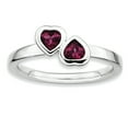 thumbnail image 1 of Bague Double Cœur en Argent Sterling Stackable Expressions Rhodolite Grenat Taille 10, 1 of 3