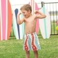 thumbnail image 4 of FORMRS Boys Swim Trunks Quick Dry Mesh Liner Boardshorts Sizes XS-XL, Light Blue Pattern, 4 of 7