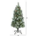 thumbnail image 4 of Nearly Natural 4' Green Frosted Tip Pine Artificial Christmas Tree with Pinecones Prelit 100 Clear Lights, 4 of 8