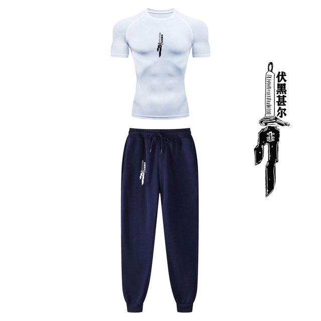 Anime Jujutsu Kaisen Compression Set Performance GYM Set Men‘s Athletic Workout Quick Dry Shirts+Sweatpants Unisex Sportwear