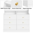 thumbnail image 4 of Homfa 6 Drawer Double White Dresser with Hutch, Modern Wood Dresser Storage Cabinet for Bedroom Living Room, 4 of 7