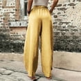 thumbnail image 4 of Tittly Palazzo Pants Wide Leg Pants Womens Solid Color Casual Pants Trousers Elastic Waist Pockets Wide Leg Trousers Wide Leg Sweatpants Women Pants for Women Trendy Yellow S, 4 of 6