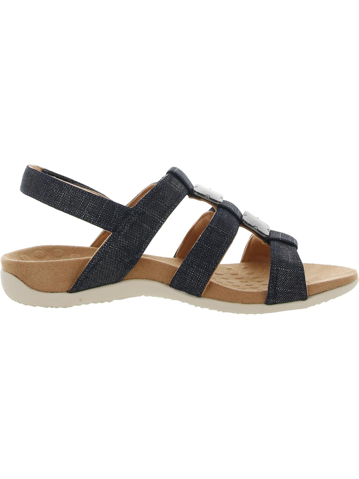 Vionic Womens Amber Metallic Wedge T-Strap Sandals