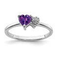 thumbnail image 3 of Sterling Silver Polished Amethyst and Diamond Ring Size 7, 3 of 3