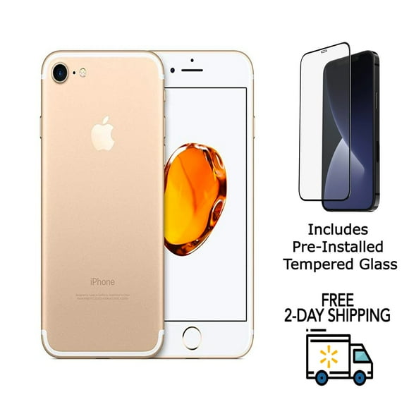 Refurbished Apple iPhone 7 A1660 (Fully Unlocked) 32GB Gold (Grade A+) w/ Pre-Installed Tempered Glass