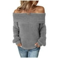 thumbnail image 2 of Aoochasliy Womens Sweaters Clearance Pullover Cardigan Solid Long Sleeve One Shoulder Cardigan Tops, 2 of 6