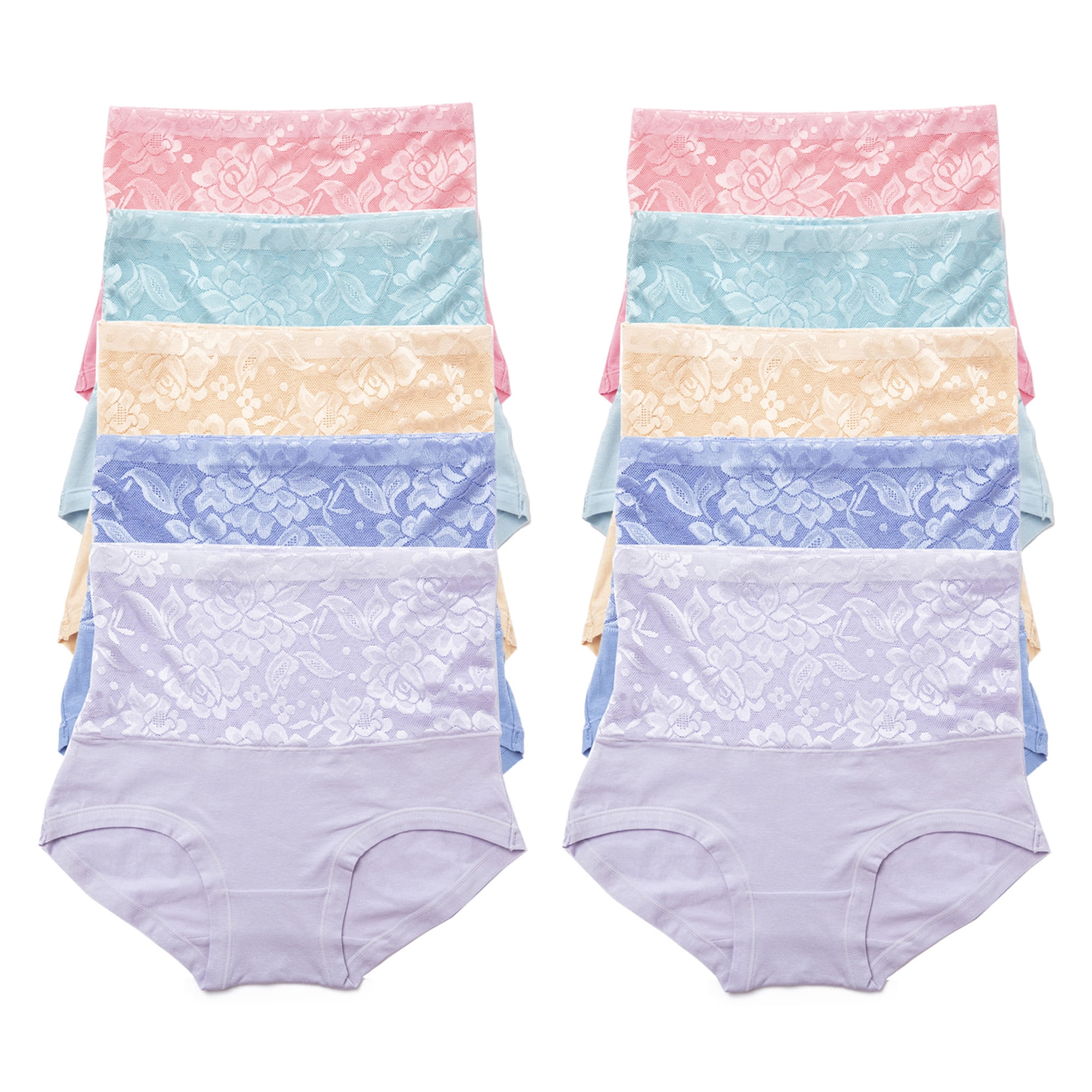 DODOING Women's Tummy Control Panties Briefs 10 Pack, Soft Cotton High