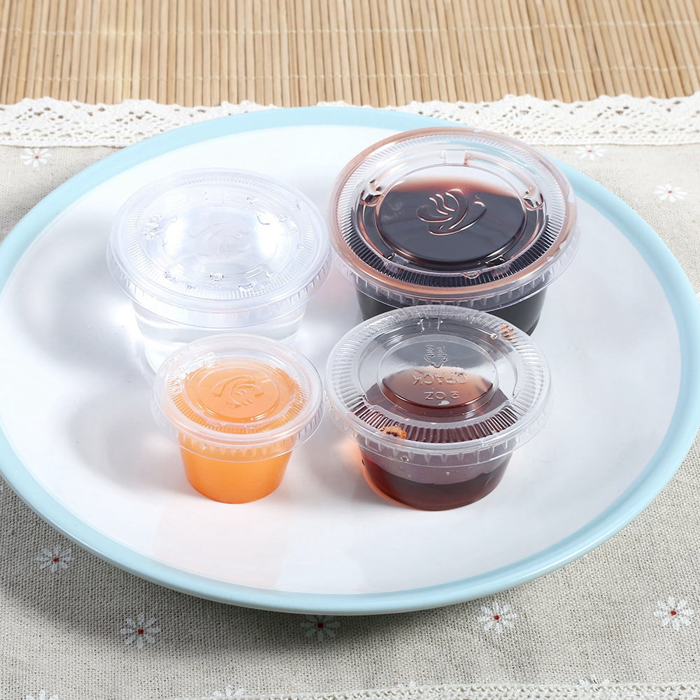 ANGGREK 4 Sizes 50Pcs Disposable Plastic Clear Sauce Chutney Cups Boxes