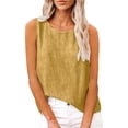 thumbnail image 5 of Soyumi Women'S Cotton Tank Top, Casual Sleeveless Cami Shirt Summer Basic Crewneck Linen Blend Oversized Boho Style Lounge Wear Travel Street Fashion Muscle Tee With Side Slits, Yellow, 5 of 8
