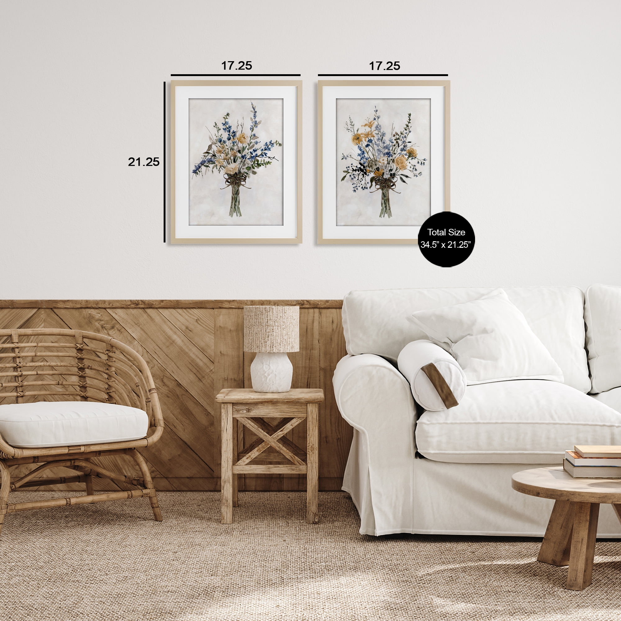 Stupell Industries Bushels of Herbs 2 Piece Birch Framed Print Under Glass Set, design by Carol Robinson