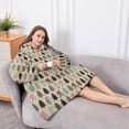 thumbnail image 5 of Oversized Wearable Blanket Hoodie,Beige Bigfoot and Pine Tree Pattern Sherpa Blanket Hoodie with Super Pockets,Super Warm Fuzzy Pullover for Women & Men, 5 of 6