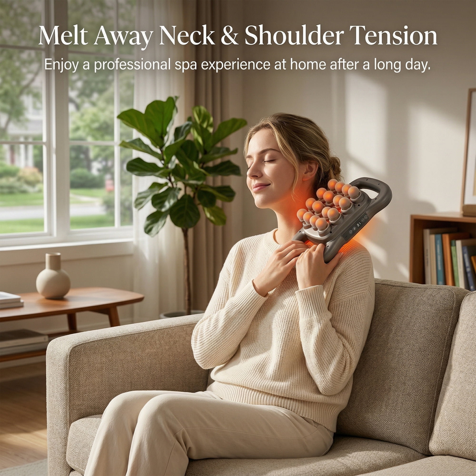 Massage Gun Deep Tissue, 16 Head Percussion Muscle Massager for Back, Neck and Shoulders, Handheld Back Massager for Pain Relief Deep Tissue with 3 Modes & 30 Speeds
