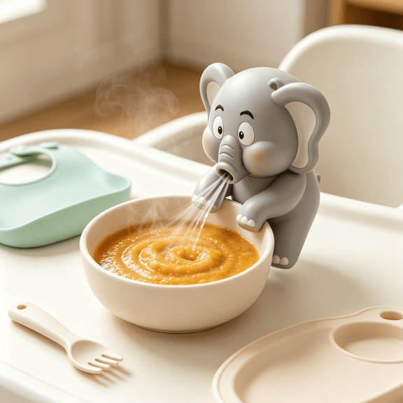 Cute Cartoon Elephant Food Cooling Fan Portable Rechargeable Soup Blower for Coffee Rice Milk Clip On Bowl and Cup for Home Office Kitchen