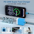 thumbnail image 2 of Type C Block, 2 Pack PD 20W USB C Charger Block with 6FT USB C to C Charging Cable, Type C Charger Block Fast Charging USB C Brick Cube Charger Station Power Base Compatible for iPhone Samsung, Blue, 2 of 7