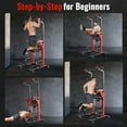 thumbnail image 4 of Pooboo Power Tower Pull Up Bar Dip Station with Resistance Assisted Pad Multi-Function Adjustable Height Home Gym Strength Training Fitness Workout Equipment 480 LBS, 4 of 7