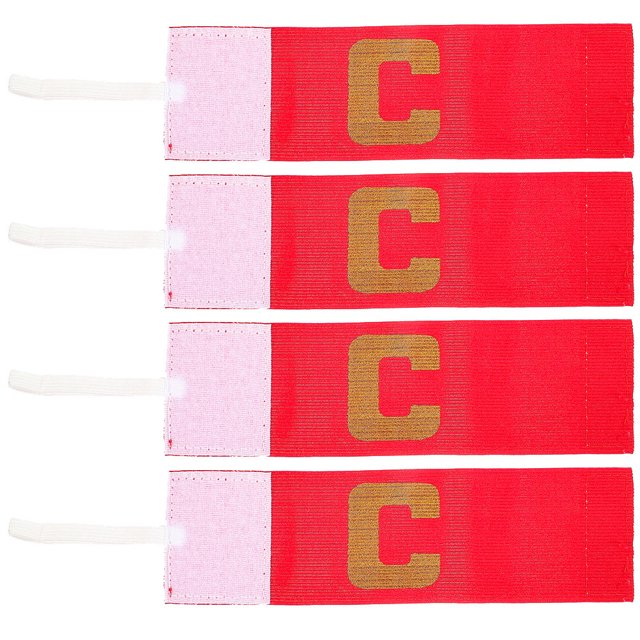 ETHZZLE 4 Pcs Brassards Réglables Rouges Capitaine de Soccer Bande Légère en Polyester pour Sports d'Équipe