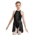 thumbnail image 2 of YIZYIF Kids Girls Lyrical Dance Skirted Leotard Shiny Rhinestones Bodice Cutout Back Latin Jazz Dance Dress Black 12, 2 of 7
