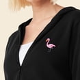 thumbnail image 5 of Dalix Flamingo Embroidered Fleece Cropped Zip Hoodie Cold Fall Winter Womens in Black L Large, 5 of 5