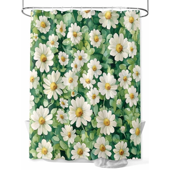 Shower Curtain White Daisies Shower Curtains for Bathroom, Waterproof Polyester Shower Curtain Set with Hooks, Small Stall Size 36" x 72" Spring Garden