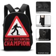 thumbnail image 3 of Social Distancing Champion Vintage Backpack Combo 17 Inch Bookbag Insulated Lunch Tote and Pencil Pouch, 3 of 4