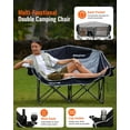 thumbnail image 5 of Double Camping Chair, Oversized 660lbs Heavy Duty Loveseat for Adults Portable Folding XL 2 Person Couch Padded Comfortable Two Seat with Cup Holder Outdoor Lawn Backyard, Black/Grey, 5 of 6