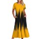 thumbnail image 1 of Vestido de Manga Corta para Mujeres Vestido de Verano de Cuello Redondo Impreso, Poliéster de Tamaño Verdadero Diario Y Vestido de Fiesta, 1 of 5