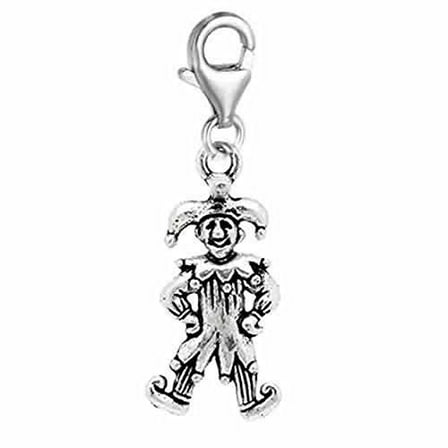 Clown Charm Clip on for Bracelet Charm Pendant for European Charm Jewelry w/ Lobster Clasp