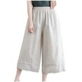 thumbnail image 2 of aidice Summer Pants for Women Capris Wide Leg Casual Hollow out Lightweight Cropped Trousers Pockets, 2 of 4