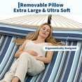 thumbnail image 5 of Memoryfield 2-Person Double Hammock w/ Hardwood Spreader Bars & Pillow, 450 lb Capacity, Blue, 5 of 7