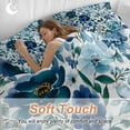 thumbnail image 4 of Blue Flowers 4 Piece Duvet Cover Set Full Size Abstract Art Soft Bedding Set Comforter Cover, 1 Duvet Cover 1 Flat Sheets and 2 Pillowcases, 4 of 9