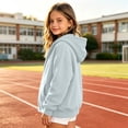 thumbnail image 5 of Girls Zip Up Hoodie Fleece Sweatshirt Jackets with Pocket Full-Zip,Hooded Design,Long Sleeve,Solid Color,Casual Jacket,Fall Winter,Back to School Wear, 5 of 7