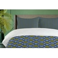 thumbnail image 4 of Ambesonne Antique Oriental Duvet Cover Sets, Folk Dark Motifs, 2-Queen, Yellow Deep Sky Blue, 4 of 7