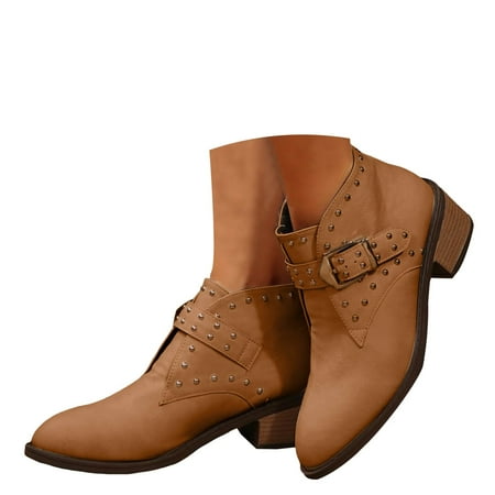 Mepaouo Women s Ankle Boots Pointy Toe Chelsea Bohe Cowboy Western Booties Low Heels Shoes