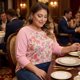 thumbnail image 2 of Blusa de Talla Grande para Mujeres Agnes Orinda, Cuello Redondo, Floral, Color de Contraste, Mangas Raglán 3/4, Tops Campesinos Casual 1X Rosa Claro, 2 of 8