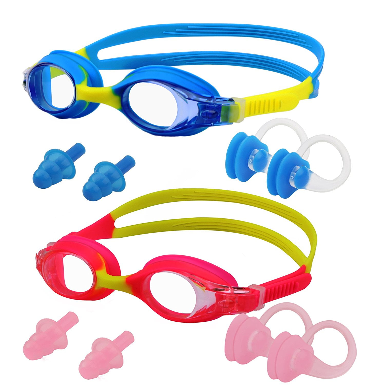Waterproof Swim Glasses No Leaking 2-Pack Wide Vision Swimming Goggles for Children Toddler and Early Teens from 4 to 15 Years Old COOLOO Kids Swim Goggles Anti-Fog