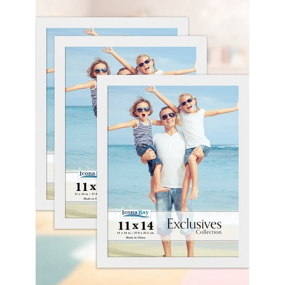 Icona Bay 11x14 White Picture Frames, 3 PK, Exclusives Wall Mount Frames (US Company)