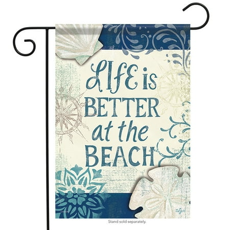 - Better at the Beach Summer Garden Flag Nautical Shells Surf Sand 12.5