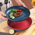 thumbnail image 2 of Platos irrompibles para la cena Inyahome, bandejas reutilizables para comida, aptos para lavavajillas y microondas, fáciles de limpiar, sin BPA, color rojo, 2 of 5